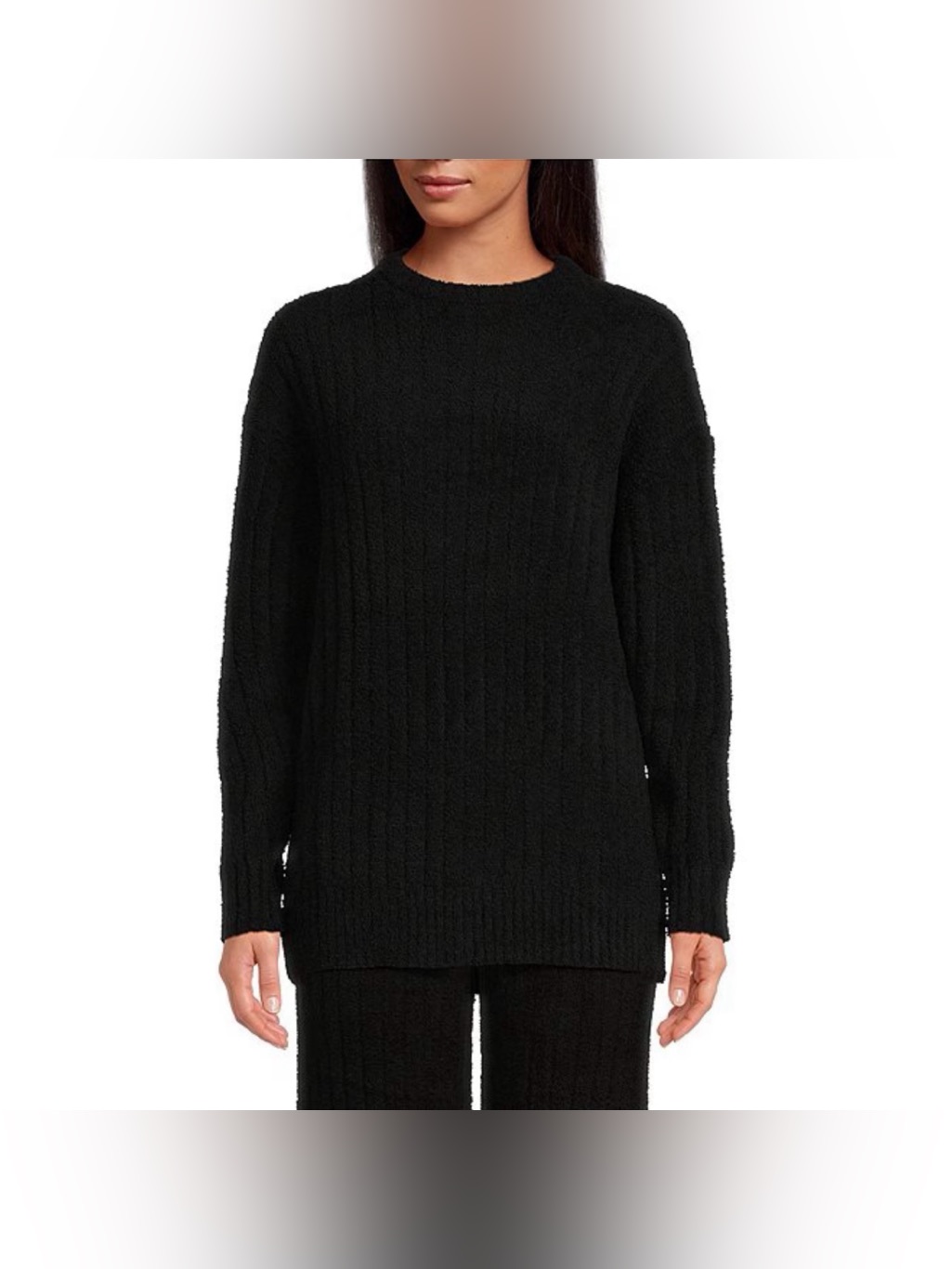 Ugg Black Riz Cozy Knit Crew Neck Long Sleeve Ribbed Lounge Sweater Xl